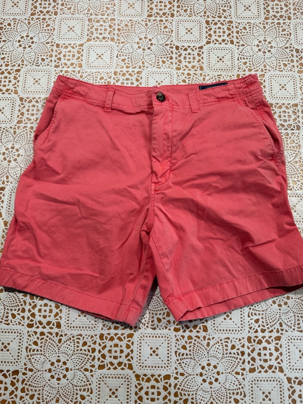 Vineyard Vines Coral Flat Front Cotton Shorts